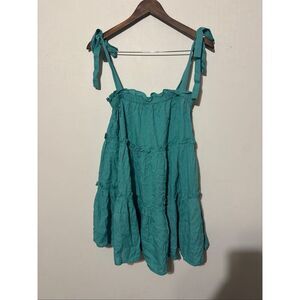 Brand New Forever 21 Women's Size Small Aqua Woven Tiered Mini Dress